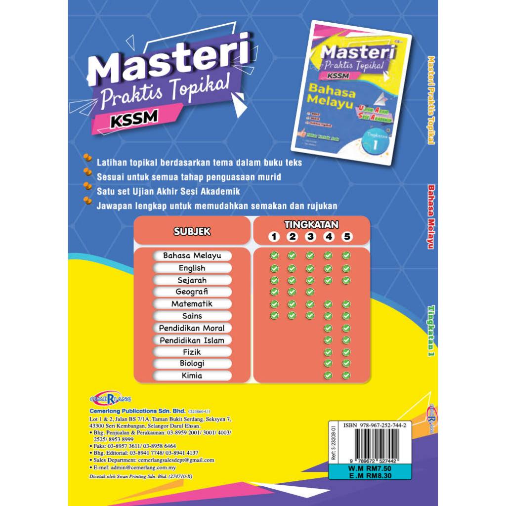 Masteri Topikal ( Tingakatan 1 - 6 Subjek ) - Secondary / Sekolah Menengah