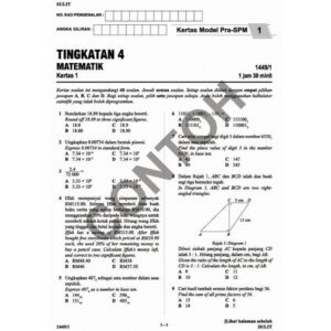 Transformasi Smart Kertas Model PRA-SPM Matematik (Dwibahasa) T4